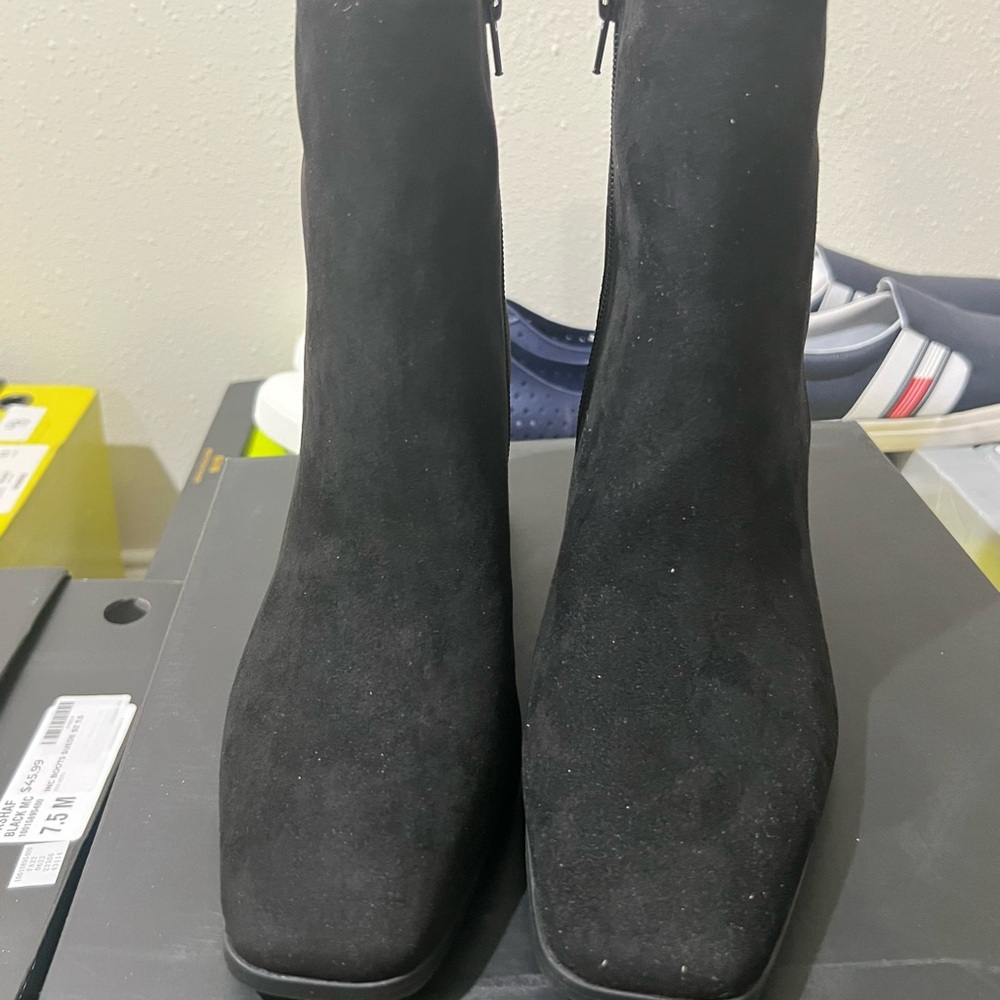 INC International Concepts Suede Black Ankle Boots